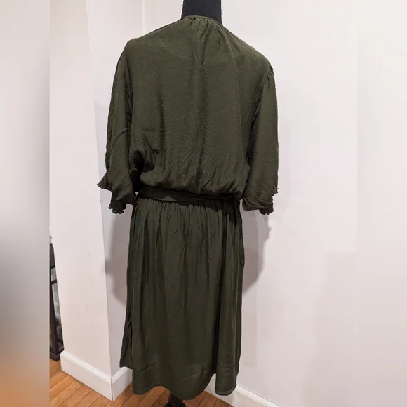Anthropologie Olive Green Linen Blend Dress Size 2X - Picture 3 of 12